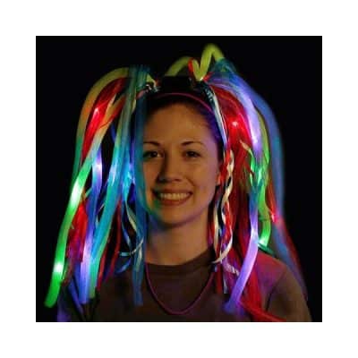 Peluca fiesta luminosa led, diadema