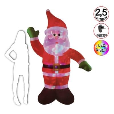 Santa -Papá Noel Luminosos Auto-Inflable Hinchable Gigante para Exterior
