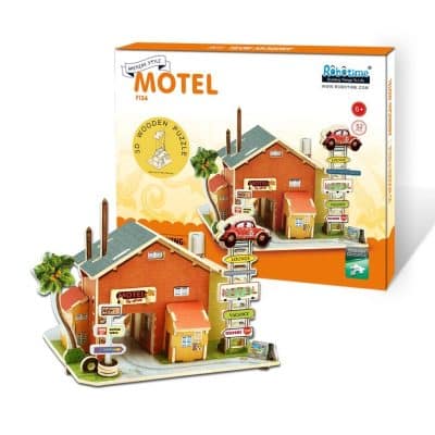 DIY Puzzle Gasolinera 3D Motel Motor Inns Robotime