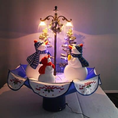 Christmas Tree with LED Light, Artificial Snow, Snowmen, 75 cm