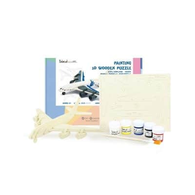 DIY Avión Pasajeros Puzzle 3D para Pintar de Madera