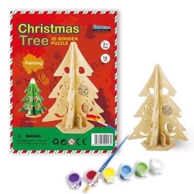 DIY Árbol de Navidad Puzzle 3D de Madera para Pintar