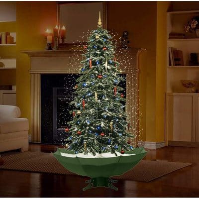 Arbre de Noël avec la lumière DEL, neige artificielle et ornements 1.90 mètres