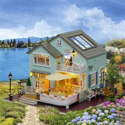 DIY Casa con Porche y Garaje Puzzle 3D con Luz y Música