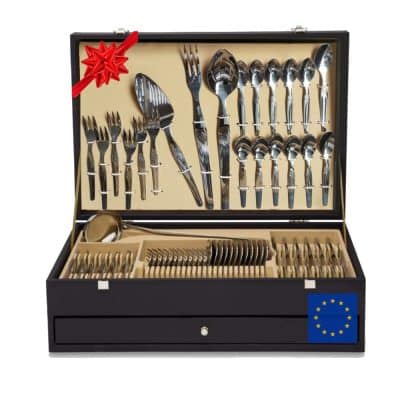 Juego 130 Piezas Cubertería De Luxe Estuche Regalo con Cuchillo Carne