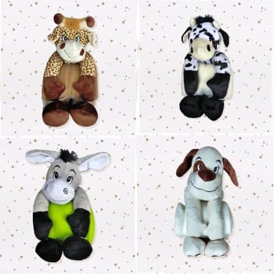 Peluche con Manta de Coralina Bebé Niño Niña, recién nacido, Suave, Extra Confort Infantil Animales